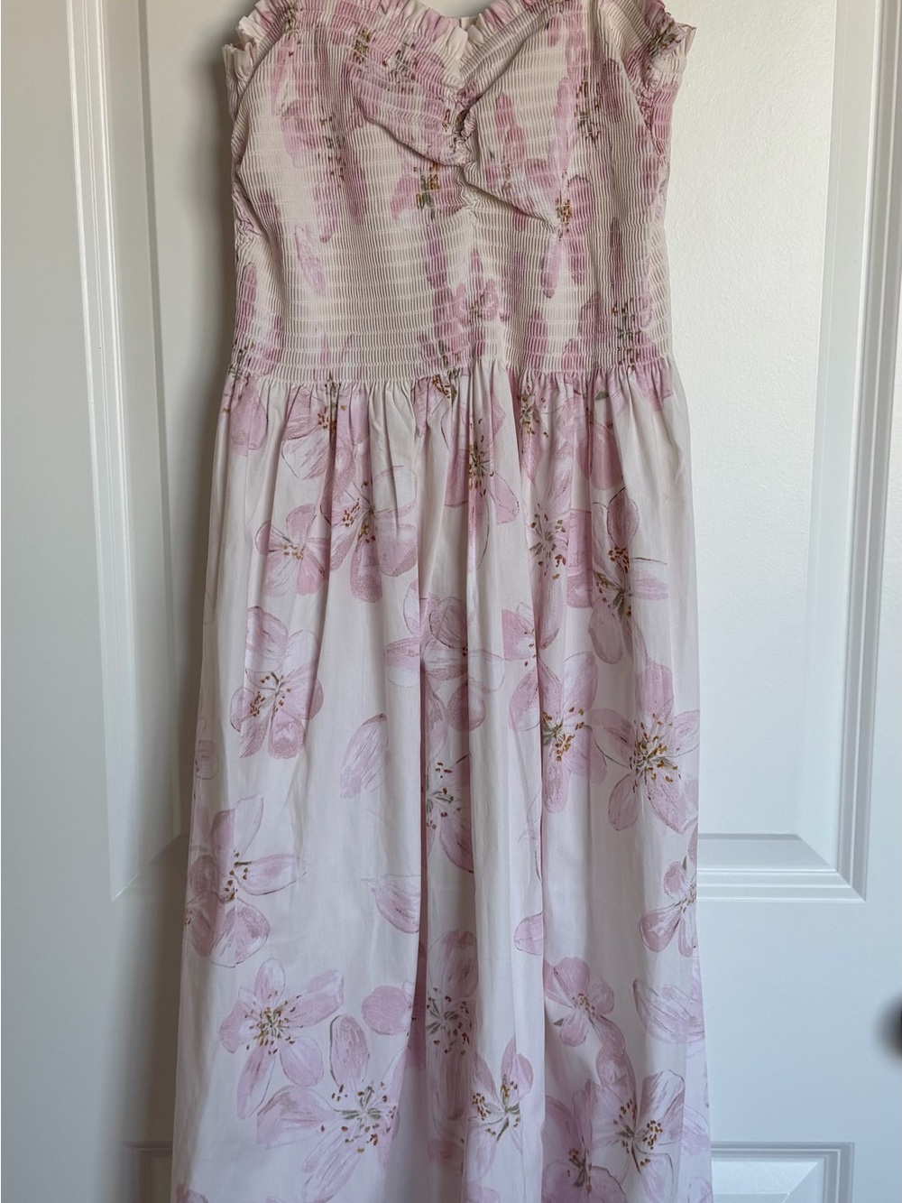 H&M Light Pink Floral Smocked Midi Dress - Picture 3 of 10